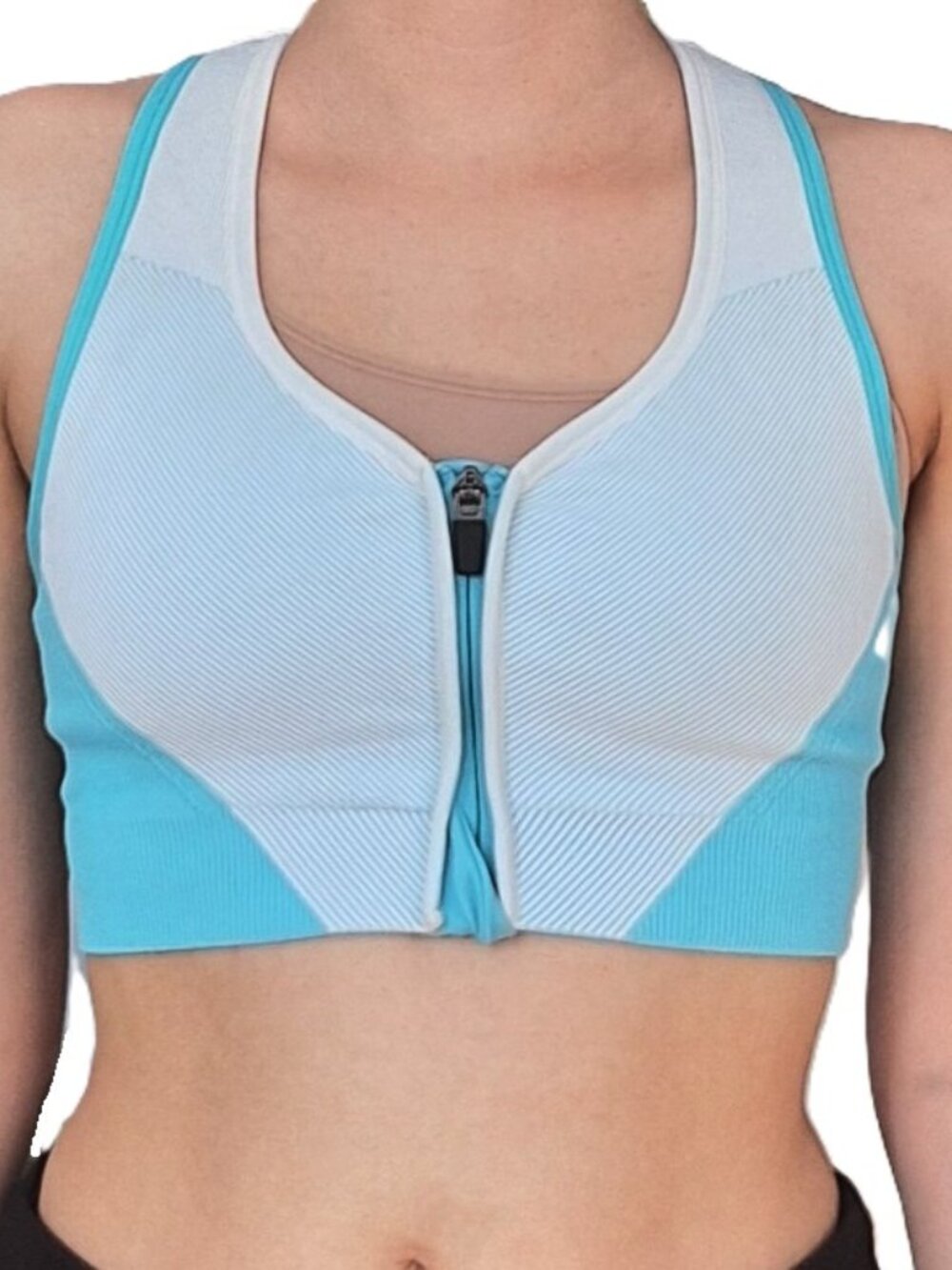 Avia Zip Front Medium Support Sports Bra Seafoam